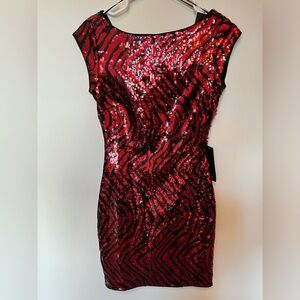 GUESS sequin dress - red and black zebra print